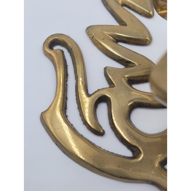 Mid 20th Century Hollywood Regency Solid Brass Leaf Sconces-a Pair For Sale - Image 4 of 10