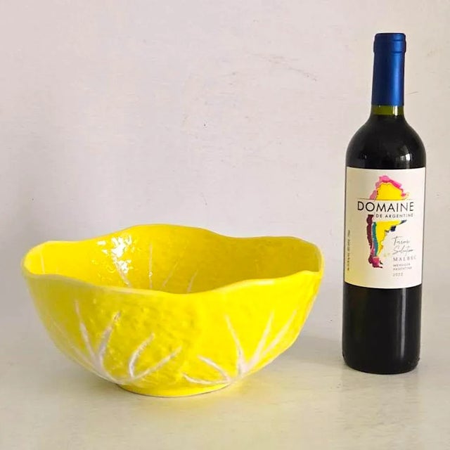 Ceramic 1960s Cabbage Yellow Ceramic Bowl by Secla/Image Inn For Sale - Image 7 of 11