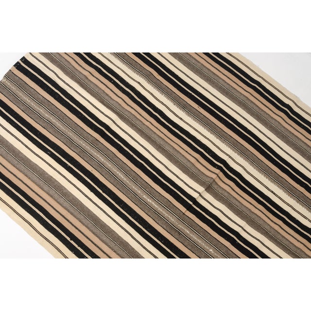 1950s Kurdish Angora Wool Stripe Kilim Rug For Sale - Image 5 of 10