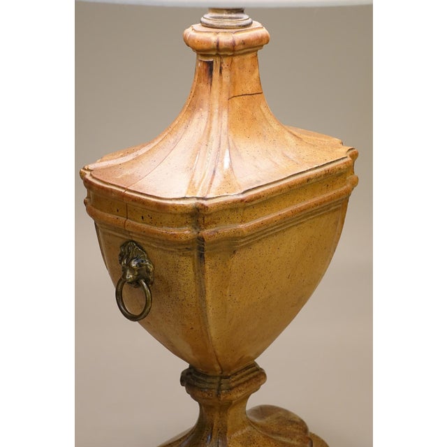 Frederick Cooper 1960s Frederick Cooper Hollywood Regency Neoclassical Modern French Empire Trophy Urn Maple Wood Brass Table Lamp For Sale - Image 4 of 14