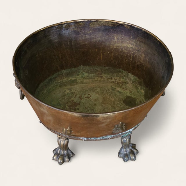 19th Century English Brass Lion’s Mask Jardiniere on Paw Feet For Sale In New York - Image 6 of 7