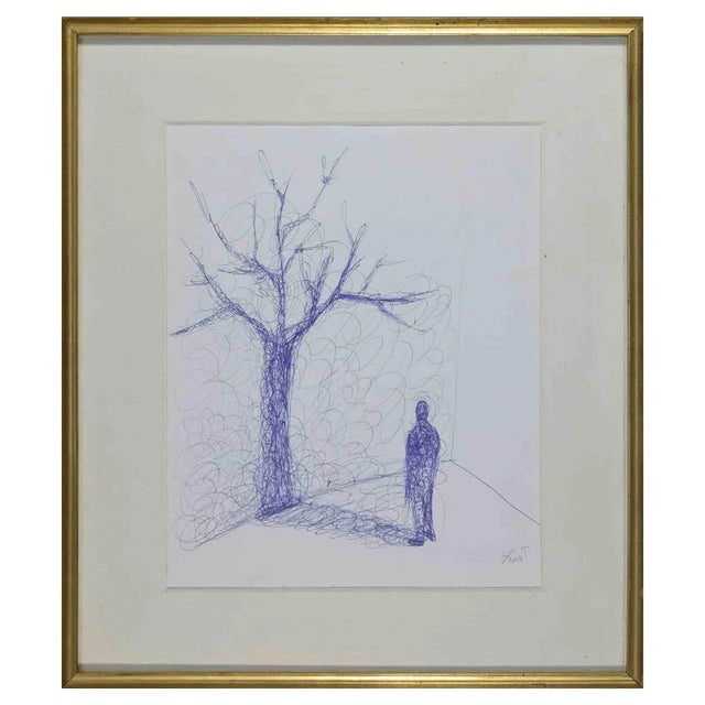 Keziat, A Man's Shadow, Drawing, 2023 For Sale