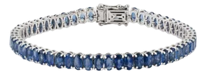 VRJewels Luxury 15.54 Carat Natural Royal Blue Sapphire Bracelet in 14k Gold