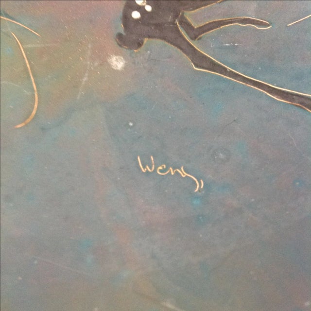 Mid-Century Enameled Copper Charger For Sale - Image 5 of 6