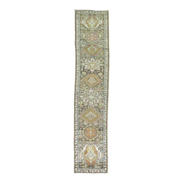 Zabihi Collection Narrow Antique Persian Heriz Runner - 2'3" x 14'2" For Sale