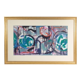 1963 Abstract Painting on Paper Signed by Walter Stomps For Sale