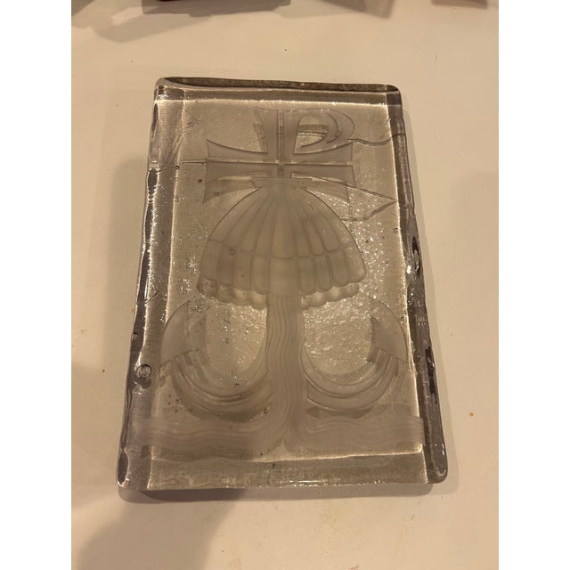 Transparent Vintage Large Art Glass Chi-Ro Paperweight For Sale - Image 8 of 9