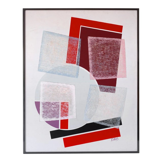 Large Vintage Postmodern Geometric Abstract Painting For Sale