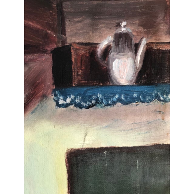 Vintage Original Cottage Oil Painting: Framed Interior Flower Art - Unsigned Artist For Sale - Image 11 of 14