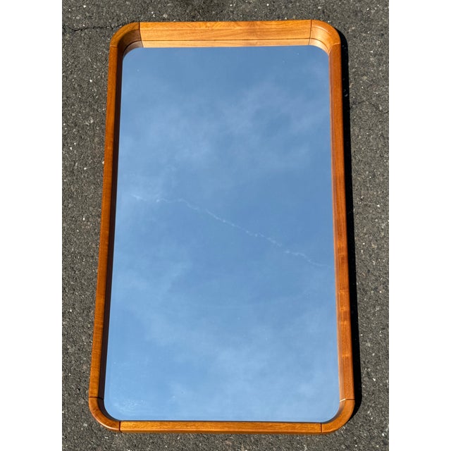 Uldum Møbelfabrik Danish Teak Rounded Rectangle Hanging Framed Mirror by Uldum For Sale - Image 4 of 8