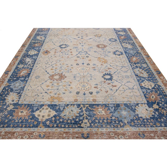 Apadana's Artisan Collection Handmade Brown Wool Rug For Sale - Image 9 of 11