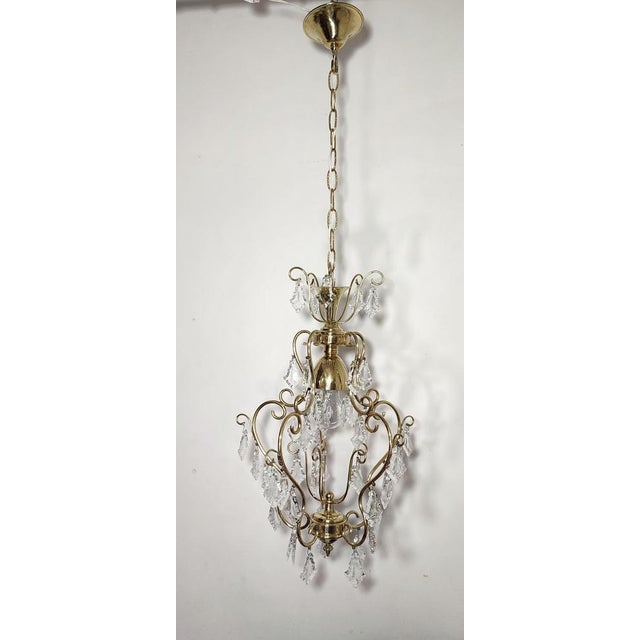 Vintage Spanish Crystal Pendant Lamp, 1950s For Sale - Image 11 of 11