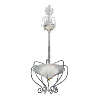 1950s Art Decò Barovier E Toso "Fountain" Murano Glass Chandelier For Sale