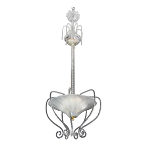 1950s Art Decò Barovier E Toso "Fountain" Murano Glass Chandelier