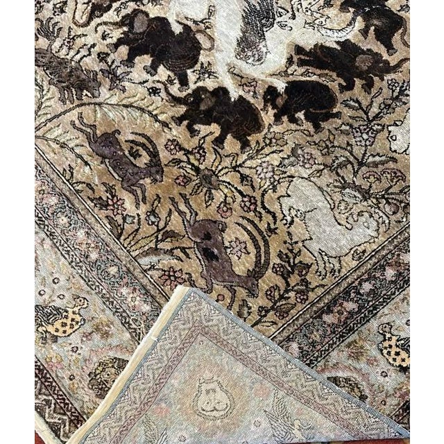 Vintage Sivas Silk Rug | Safavid-Inspired Design | Silk on Cotton | 5'6" X 8'6" For Sale In Los Angeles - Image 6 of 7