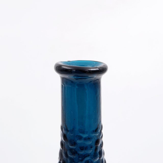 Mid-Century Modern Italian Genie Bottle in Blue Empoli Glass, 1960s For Sale - Image 4 of 12