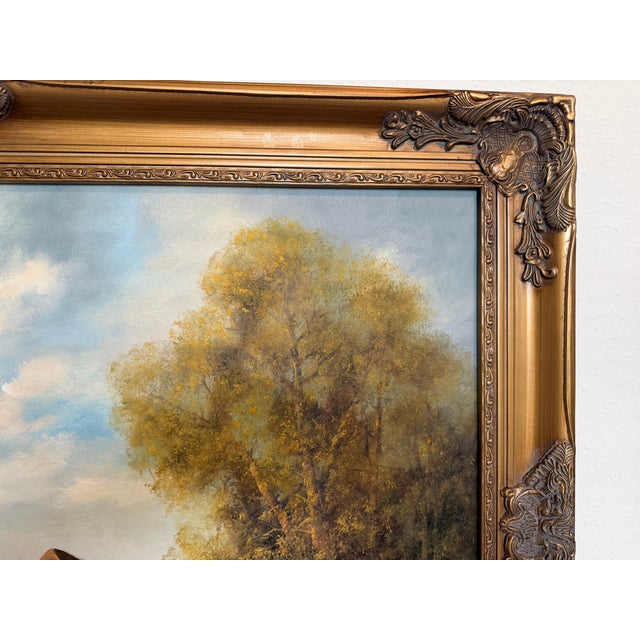 Josef Benda (German b.1937) Large Oil on Canvas Painting Landscape Gold Frame For Sale In Jacksonville, FL - Image 6 of 8