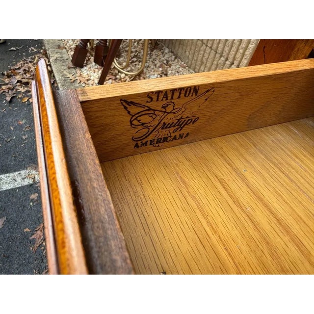 Brown Mid 20th Century Vintage Statton Trutype Furniture Solid Cherry Drop-Leaf Console -Sofa Table. On Casters. For Sale - Image 8 of 9