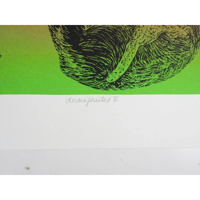 Contemporary Contemporary Colorful Lithograph of 3 Toed Sloth and Baby For Sale - Image 3 of 4