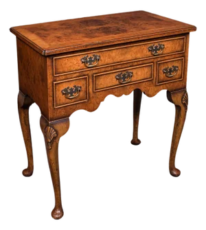 Quality Vintage Georgian Revival Lowboy, English, Burr Walnut, Side, Hall Table
