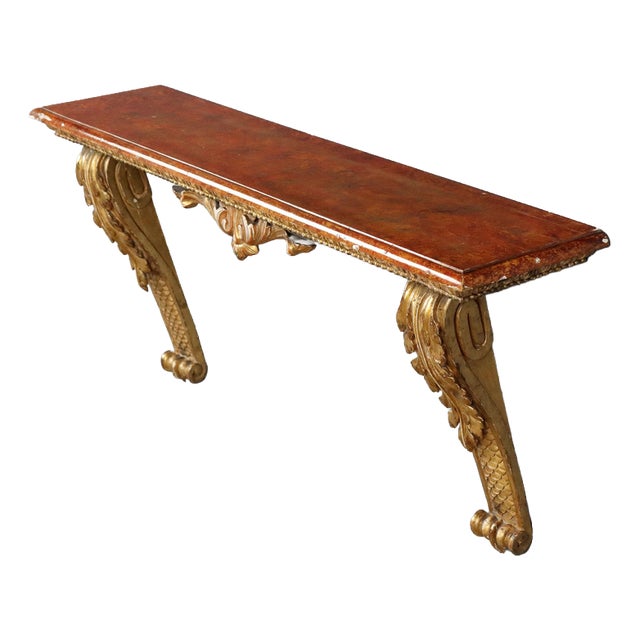 Antique 19th Century Console in Carved Gilded Wood, Italy For Sale