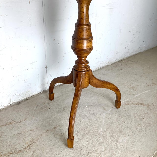 Weiman Oxford Burl Veneer Pedestal Accent Table For Sale - Image 10 of 16