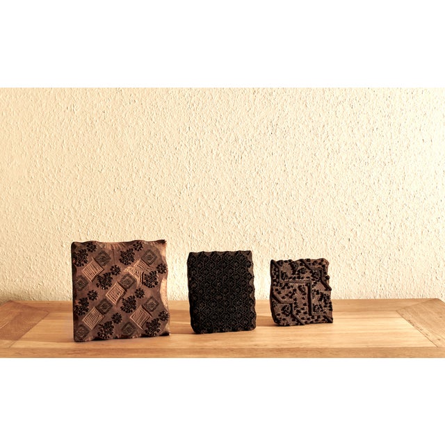 Antique Wooden Fabric Stamps, 1800s, Set of 3 For Sale - Image 4 of 5