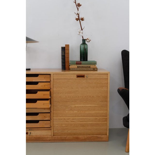 Danish Double Tambour Cabinet in Oak and Teak from Næstved Møbelfabrik, 1960s For Sale - Image 17 of 18