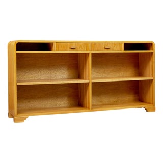 Mid-Century Modern Scandinavian Elm Low Open Bookcase, 1950 For Sale