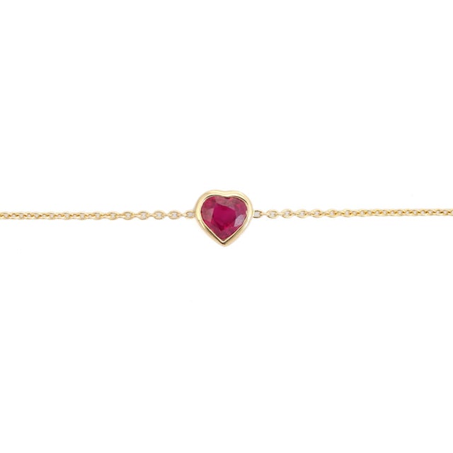 Not Yet Made - Made To Order Vr Jewels Classic Bezel Set Ruby Heart Bracelet Chain in 14k Solid Gold For Sale - Image 5 of 16