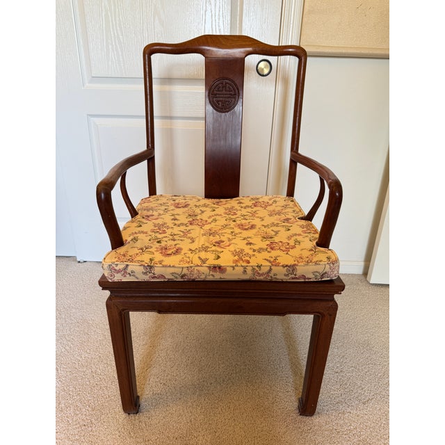 1950s Chinese Ming Style Rosewood Hand-Carved Dining Table With 6 Chairs - Set of 7 For Sale In Phoenix - Image 6 of 10