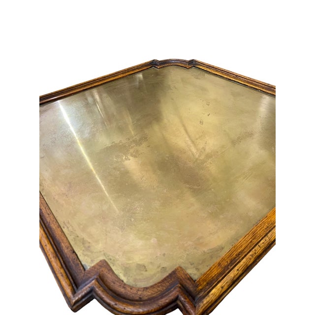 Rustic Large Size Vintage Brass and Wood Spanish Tray For Sale - Image 3 of 9