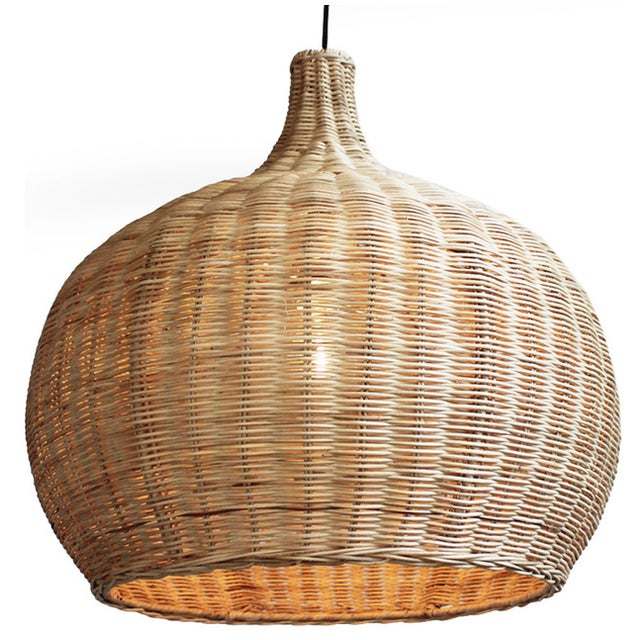 Large Raw Wicker Bell Lantern Chairish