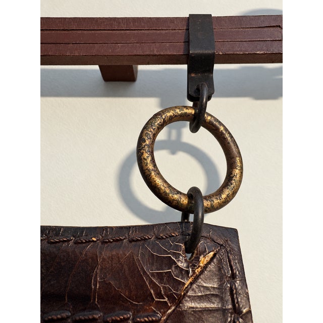 Large Antique Hand-Painted Leather Wall Hanging – Neoclassical Arabesque Motif For Sale - Image 10 of 13
