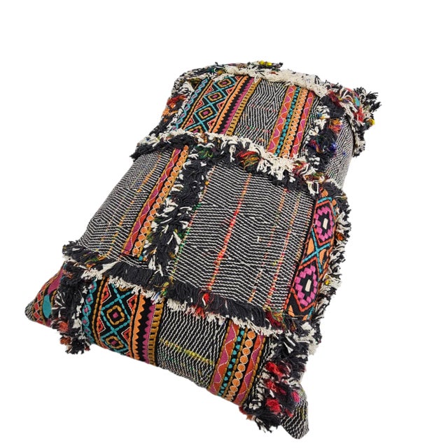 2000 - 2009 Boho Style Black Pillow Cotton For Sale - Image 5 of 9