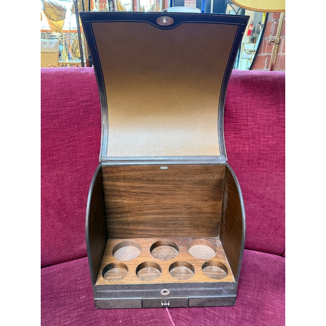 Vintage Gucci Leather and Wood Bar Box / Bottle Case For Sale - Image 12 of 12