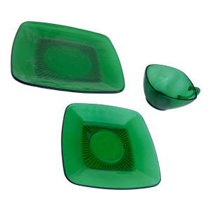 Mid 20th Century Mid Century Green Glass Tea Cup & Plate