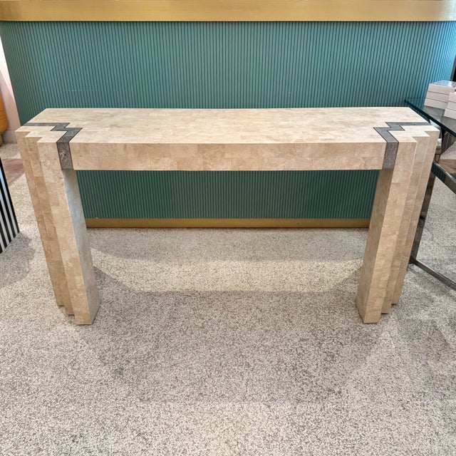 1980s Vintage Maitland Smith Style Tessellated Console Table For Sale - Image 11 of 12