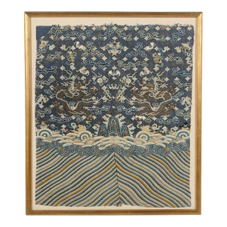 Early 20th Century Chinese Kesi Slit Double Dragon Tapestry For Sale