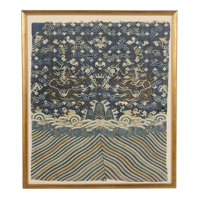 Early 20th Century Chinese Kesi Slit Double Dragon Tapestry For Sale