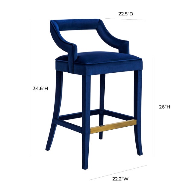 Tiffany Navy Velvet Counter Stool Chairish