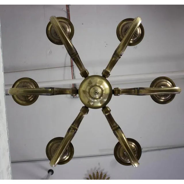 French French Bronze Six Armed Chandelier For Sale - Image 3 of 12