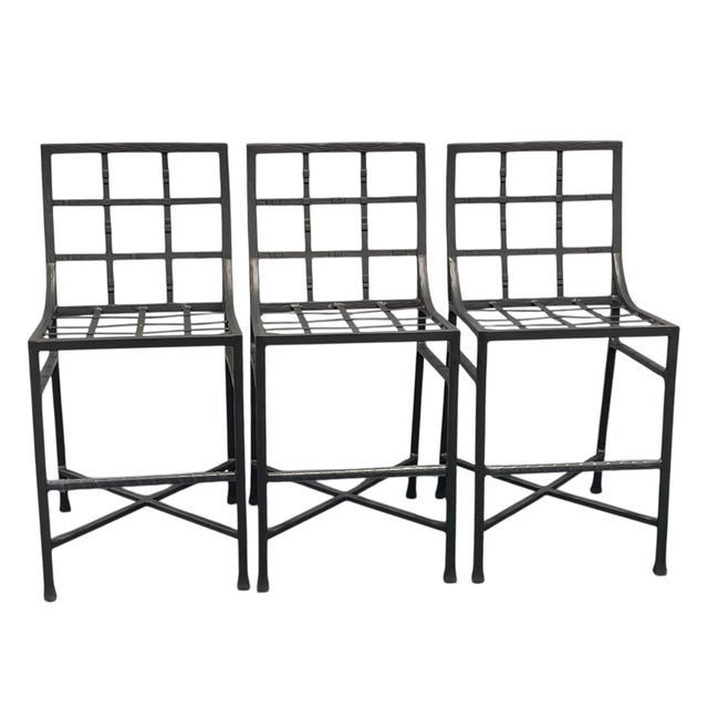 A set of three Castelle Marquis Aluminum Patio Bar Stools. Cast Aluminum Frame Manufactured in Costa Rica These retail for...