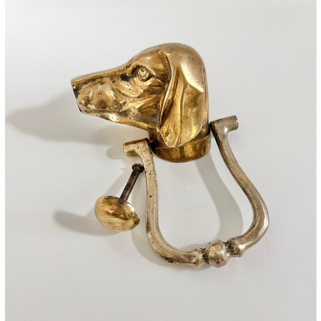 Metal Vintage Solid Brass Hound Dog Door Knocker, Sporting Dog Entry Hardware For Sale - Image 7 of 10
