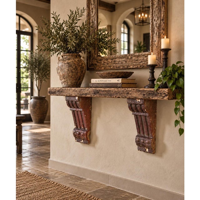 A Pair of Antique 19th Century Carved Wooden Corbels With Fluted and Acanthus Leaf Details. For Sale - Image 10 of 10