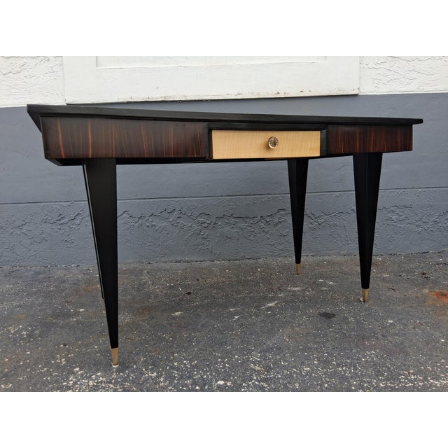 1960's French Art Deco Style Exotic Macassar Ebony Writing Desk For Sale In Miami - Image 6 of 12
