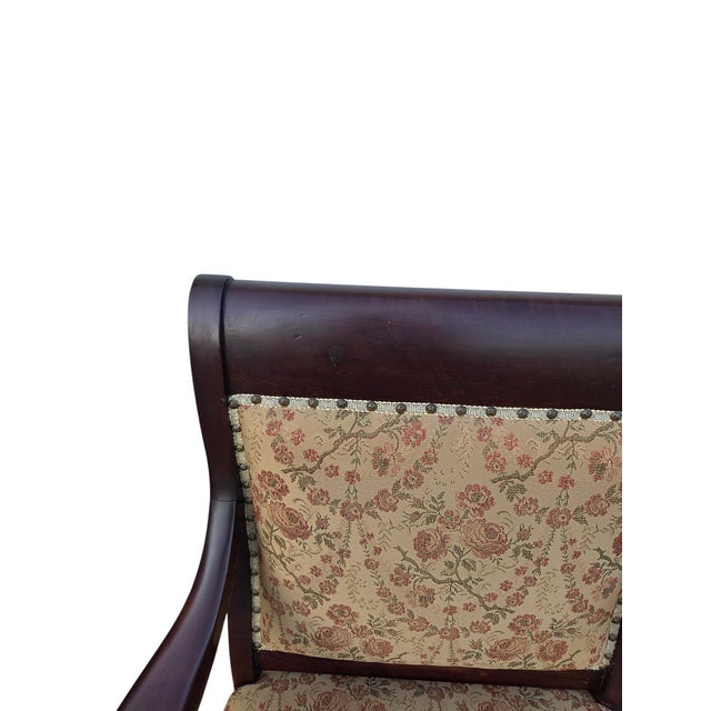 Antique French Carved Empire Lounge Chair Armchair Mahogany Parlor For Sale In Philadelphia - Image 6 of 17