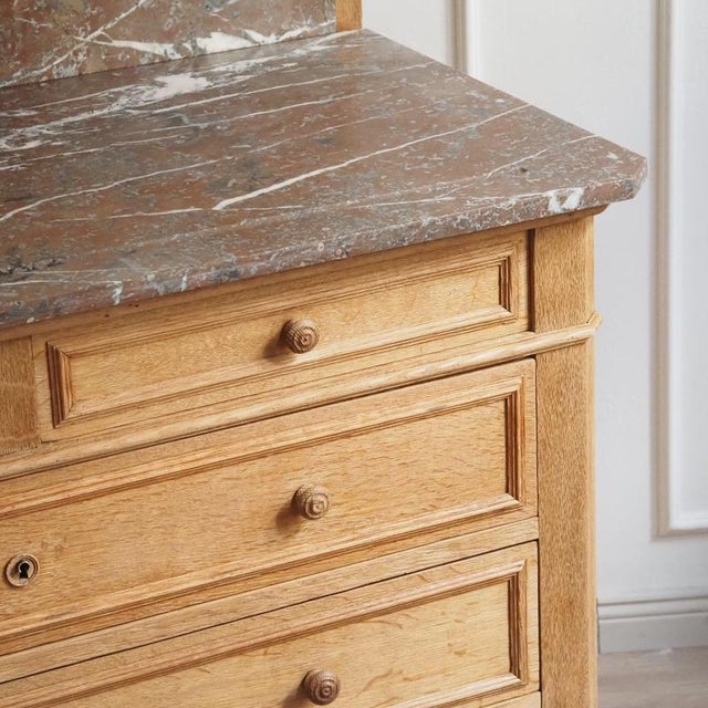 Vintage Oak Mirrored Chest of Drawers with Marble Top For Sale - Image 10 of 15