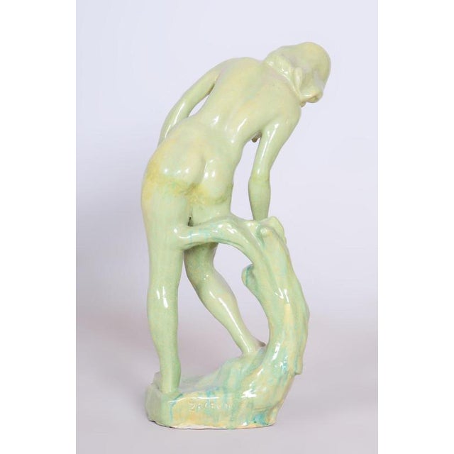 Vintage Art Deco Statue in Glazed Ceramic, 1940s For Sale - Image 6 of 11
