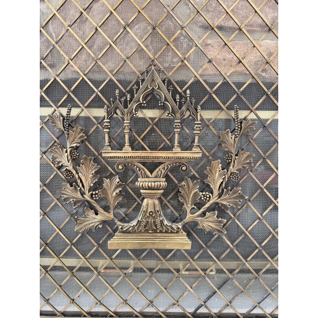 Gold Late 20th Century Super Heavy French Louis XV Style Brass Fireplace Screen Fire Screen 30"h X 27"w X 13"d For Sale - Image 8 of 12